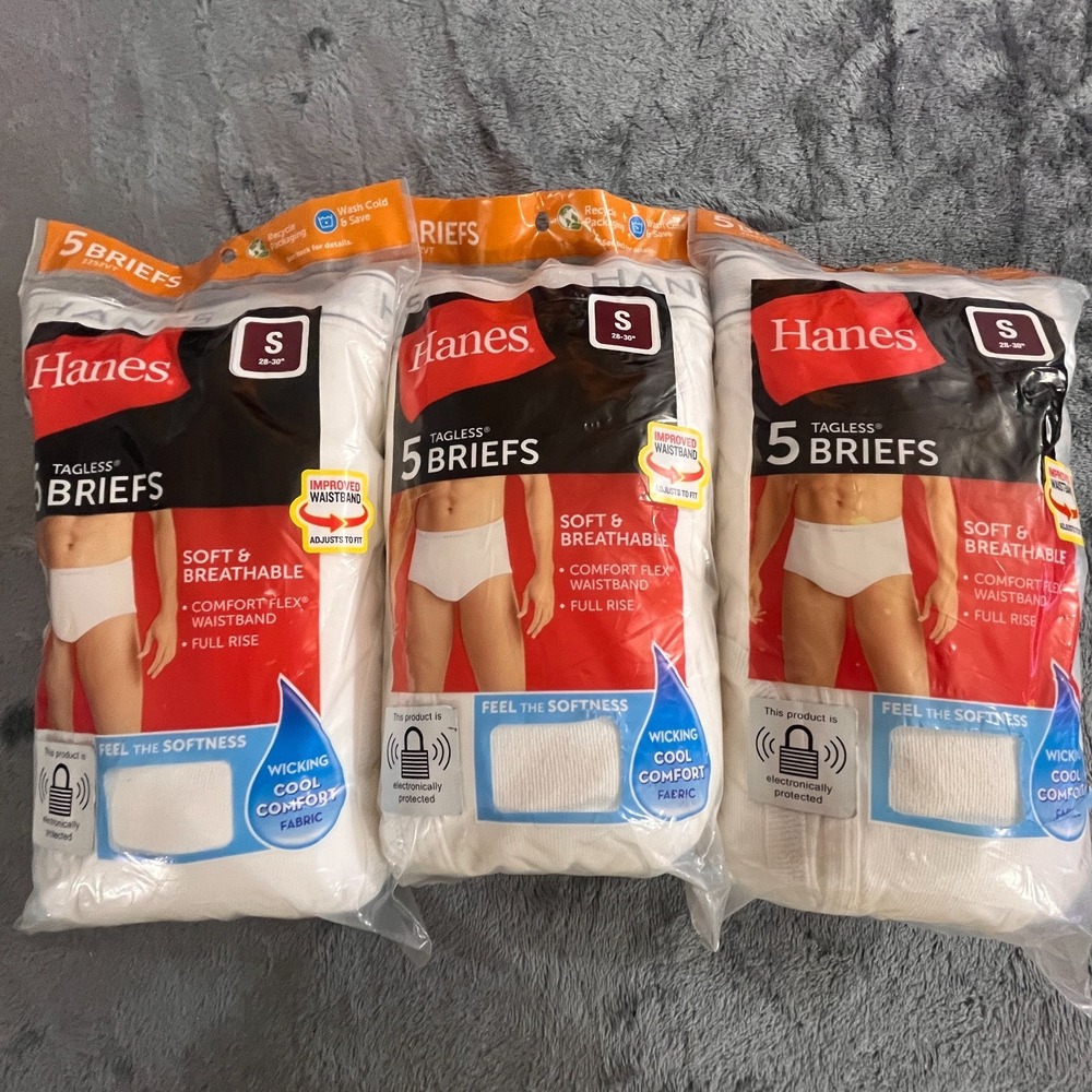 (15 Pairs) HANES Comfort Flex Waistband Tagless Briefs Men's Size S (28-30")